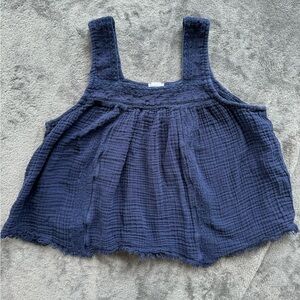 aerie Square Neck Linen Tank Top, Size S